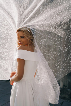 Cathedral snowdrop veil – cathedral wedding veil, full silhouette.
