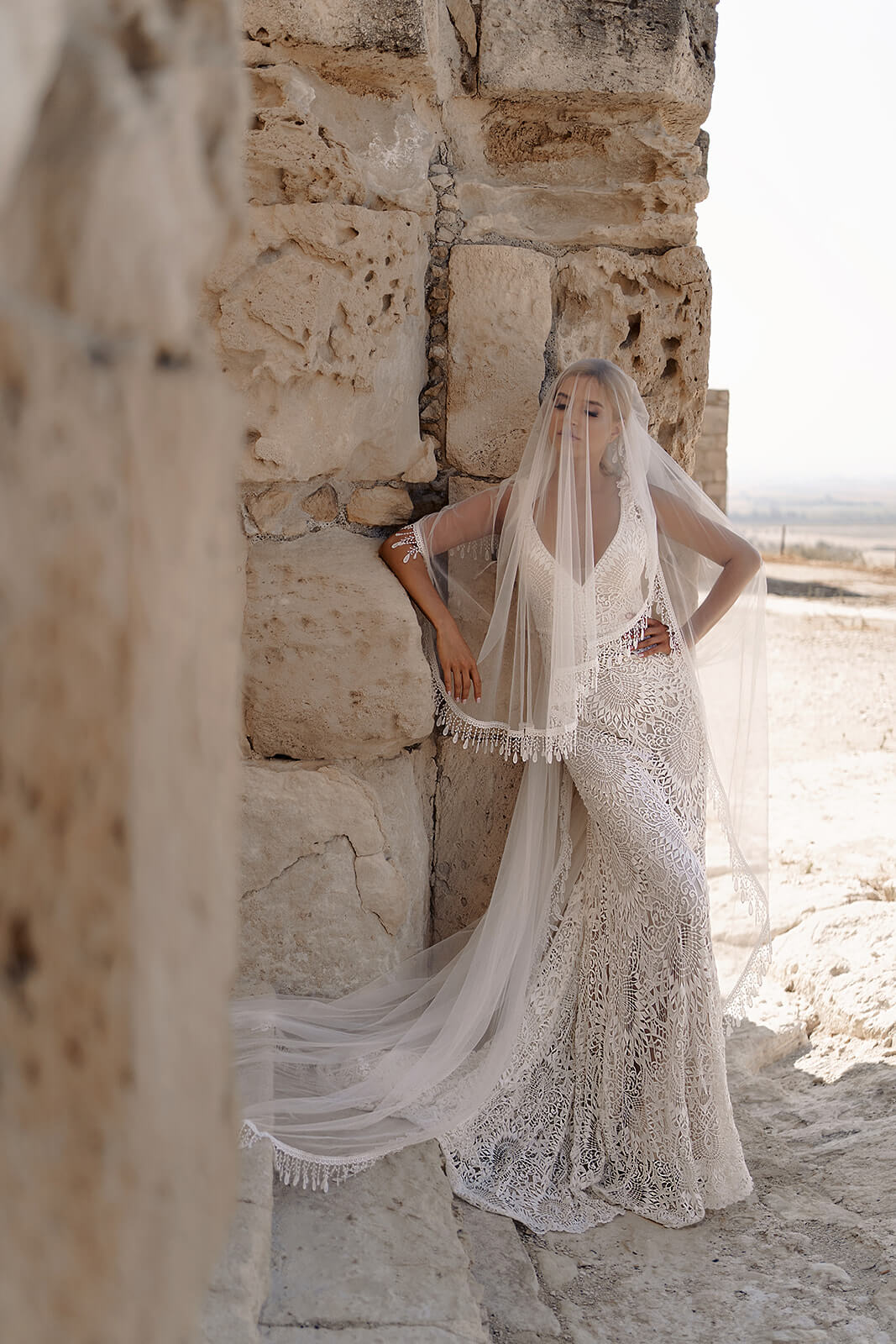 Cathedral veil with fringe – cathedral wedding veil, full silhouette.