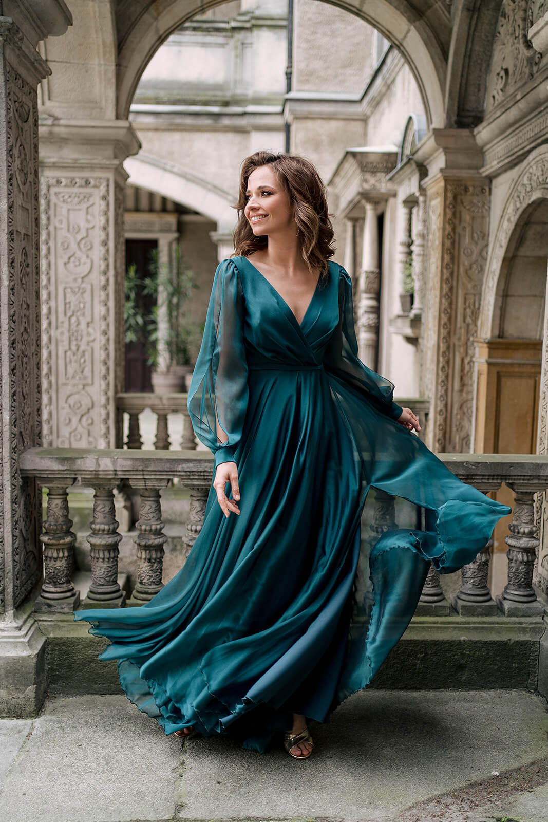 Malachit – long evening dress by DAMA Couture.